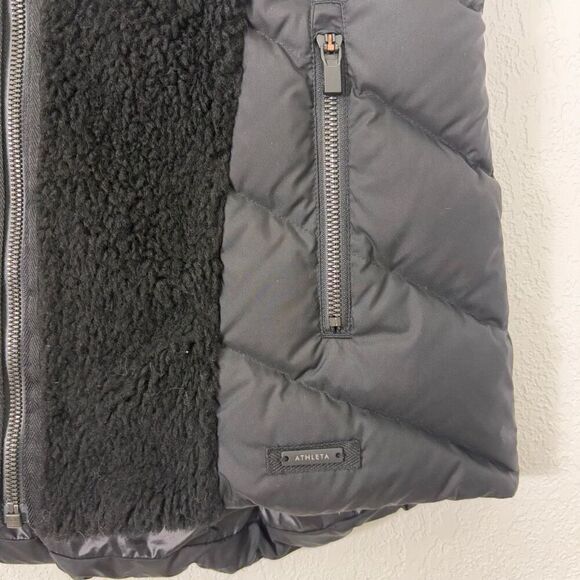 Athleta Black Fleece and Puffer Zip Up Winter Vest with Pockets Size Small - Picture 5 of 9
